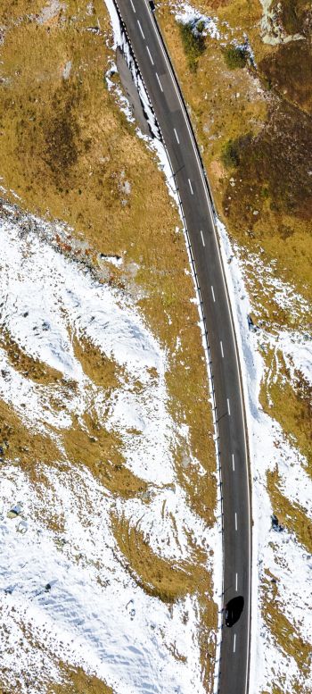 top view, road, snow Wallpaper 720x1600