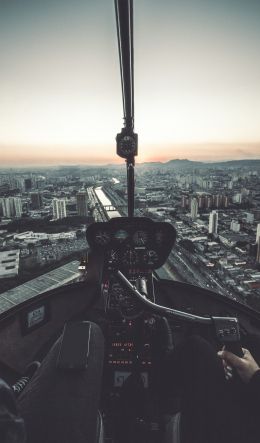 helicopter cockpit, flight, instrument panel Wallpaper 600x1024