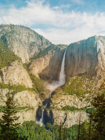 waterfall, Yosemite Wallpaper 1620x2160