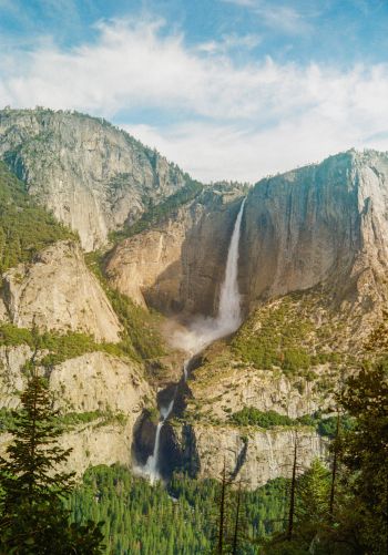 waterfall, Yosemite Wallpaper 1668x2388