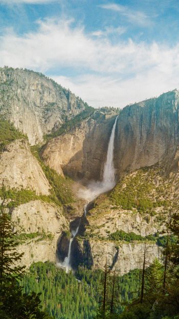 waterfall, Yosemite Wallpaper 640x1136