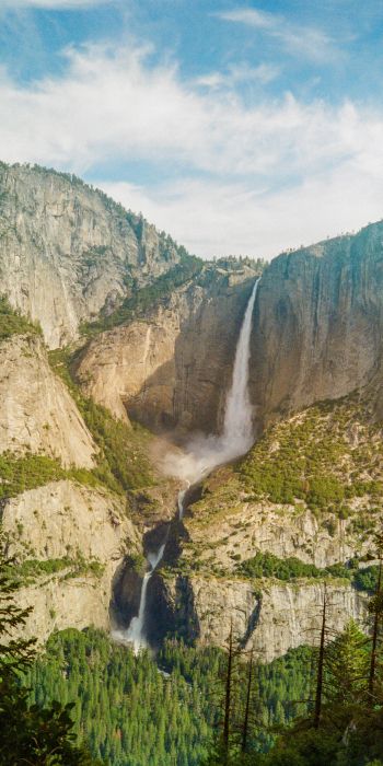 waterfall, Yosemite Wallpaper 720x1440