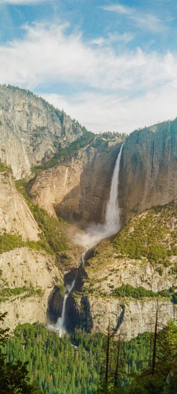 Обои 1440x3200 водопад, Йосемити
