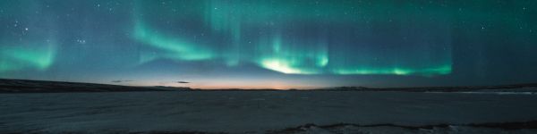 aurora borealis, night Wallpaper 1590x400