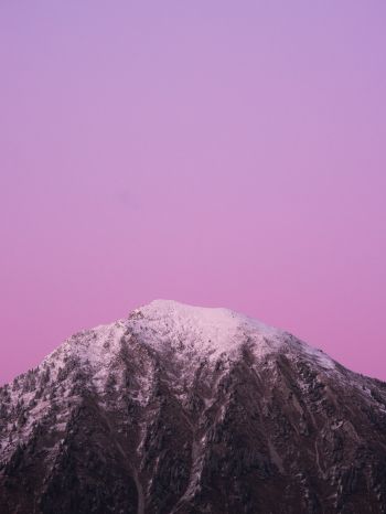 Обои 1620x2160 гора, небо, розовый