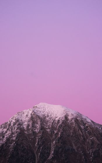 Обои 800x1280 гора, небо, розовый