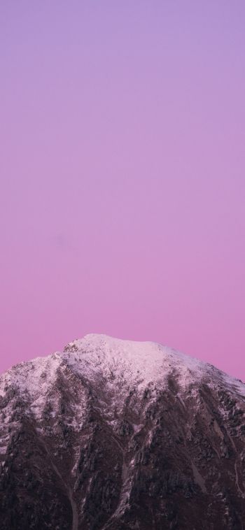 Обои 1080x2340 гора, небо, розовый