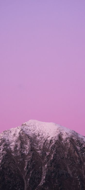 Обои 1440x3200 гора, небо, розовый