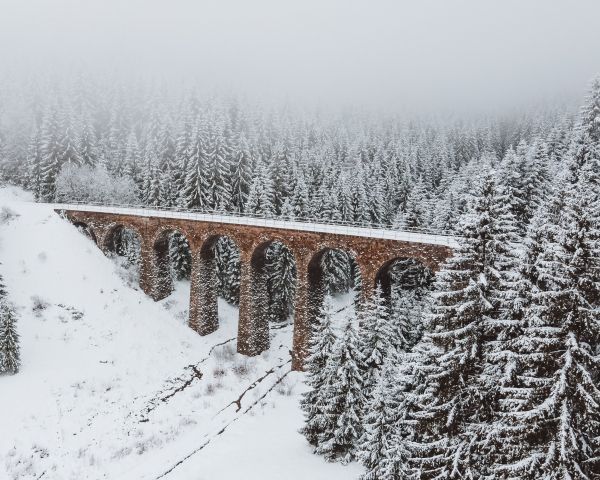 bridge, winter, snow Wallpaper 1280x1024