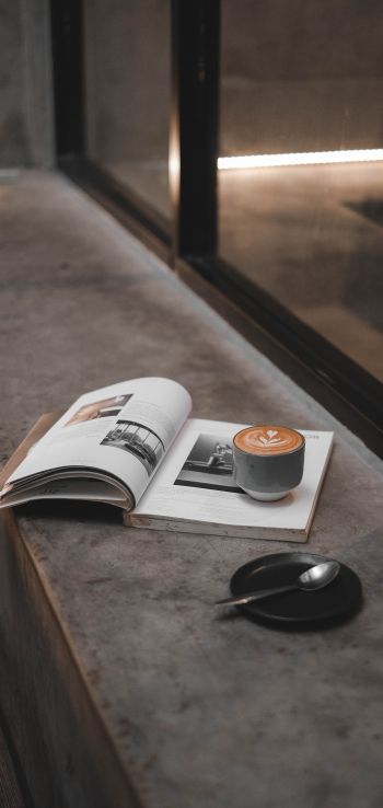 Обои 1080x2280 журнал, кофе