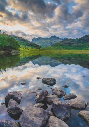 mountain lake, reflection Wallpaper 1640x2360