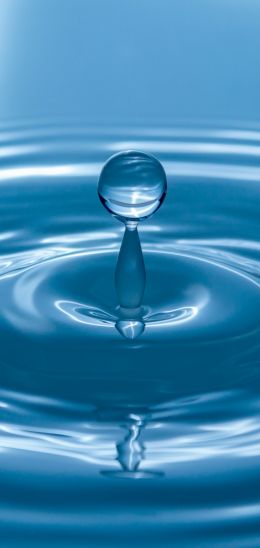 drop, water, blue Wallpaper 1080x2280