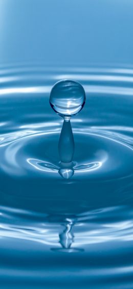 drop, water, blue Wallpaper 1080x2340