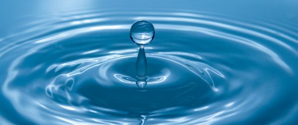 drop, water, blue Wallpaper 2560x1080