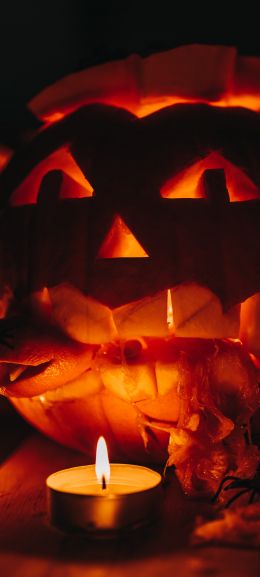 halloween, pumpkin, candles Wallpaper 1080x2400
