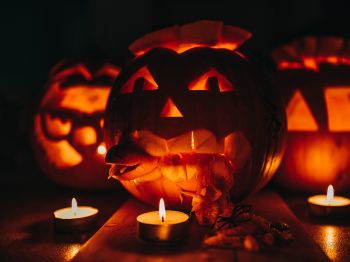halloween, pumpkin, candles Wallpaper 1024x768