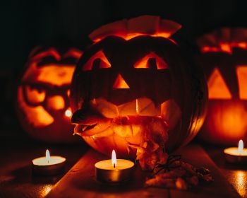 halloween, pumpkin, candles Wallpaper 1280x1024