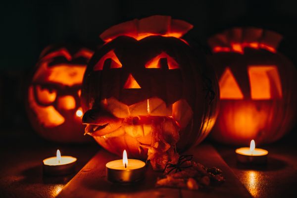 halloween, pumpkin, candles Wallpaper 8192x5464