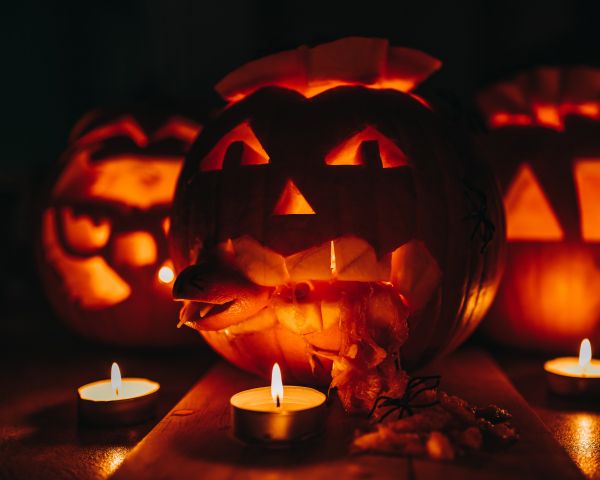 halloween, pumpkin, candles Wallpaper 1280x1024