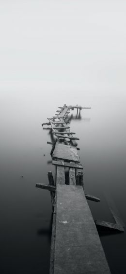 lake, bridges, fog Wallpaper 1080x2340