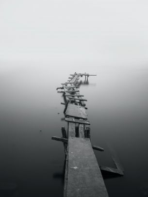 lake, bridges, fog Wallpaper 1620x2160