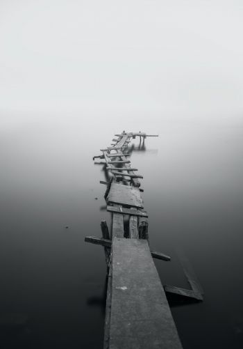 lake, bridges, fog Wallpaper 1668x2388
