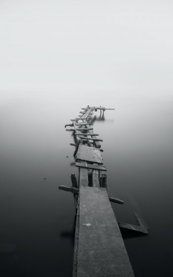 lake, bridges, fog Wallpaper 1752x2800