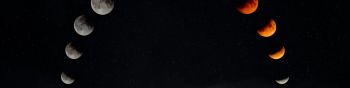 moon, starry sky Wallpaper 1590x400