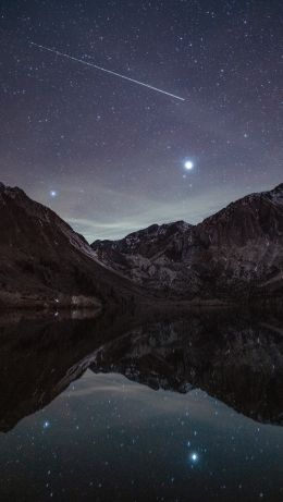 starry sky, night, lake Wallpaper 640x1136