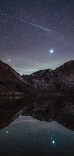 starry sky, night, lake Wallpaper 1440x3040