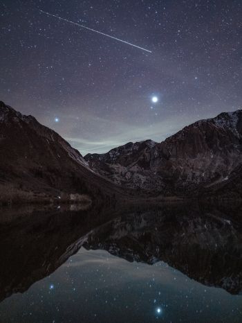 starry sky, night, lake Wallpaper 1620x2160