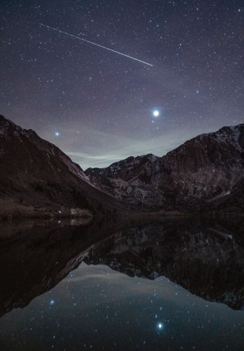 starry sky, night, lake Wallpaper 1640x2360