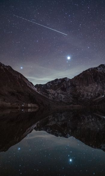 starry sky, night, lake Wallpaper 1200x2000