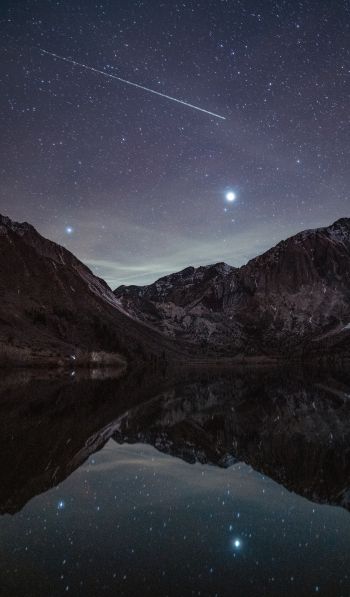 starry sky, night, lake Wallpaper 600x1024