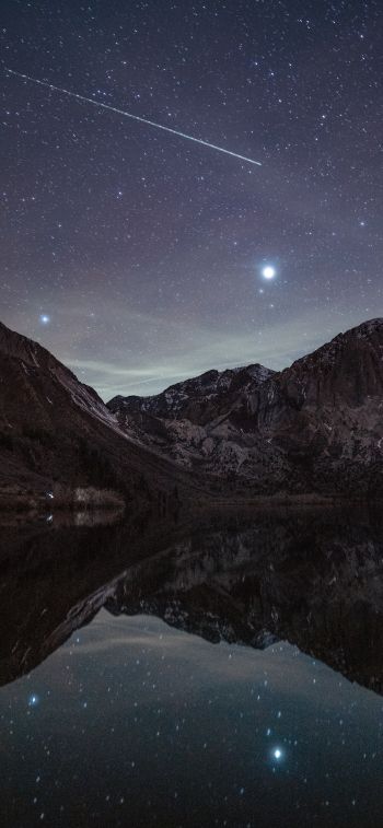 starry sky, night, lake Wallpaper 828x1792