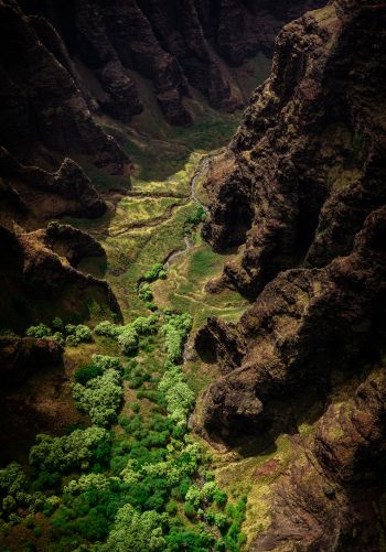 gorge, mountains, bird's eye view Wallpaper 1668x2388