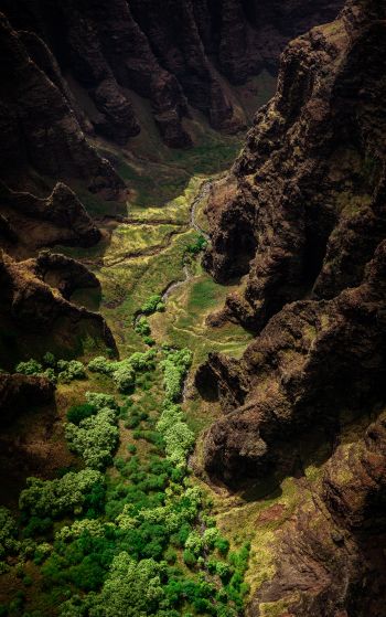 gorge, mountains, bird's eye view Wallpaper 1752x2800