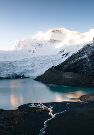 mountains, lake, snow Wallpaper 1640x2360