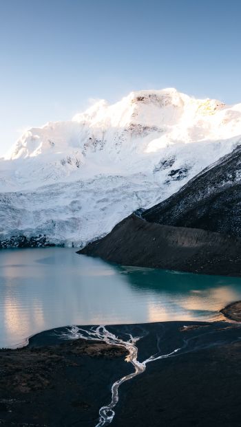 mountains, lake, snow Wallpaper 640x1136