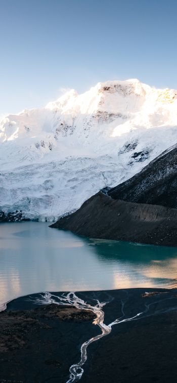 mountains, lake, snow Wallpaper 828x1792