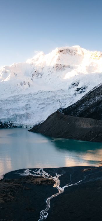 mountains, lake, snow Wallpaper 1080x2340