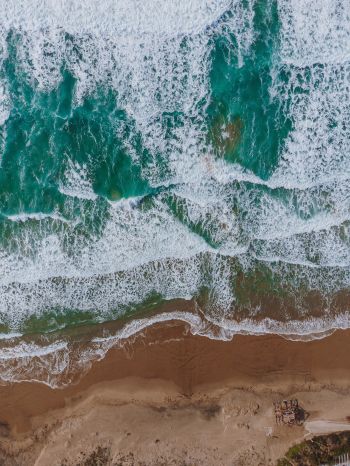 beach, sea foam, surf Wallpaper 1620x2160