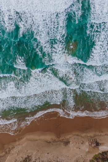 beach, sea foam, surf Wallpaper 640x960
