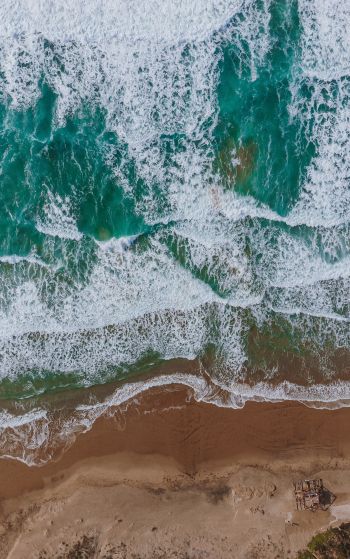 beach, sea foam, surf Wallpaper 1752x2800