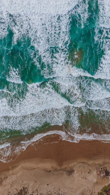 beach, sea foam, surf Wallpaper 640x1136