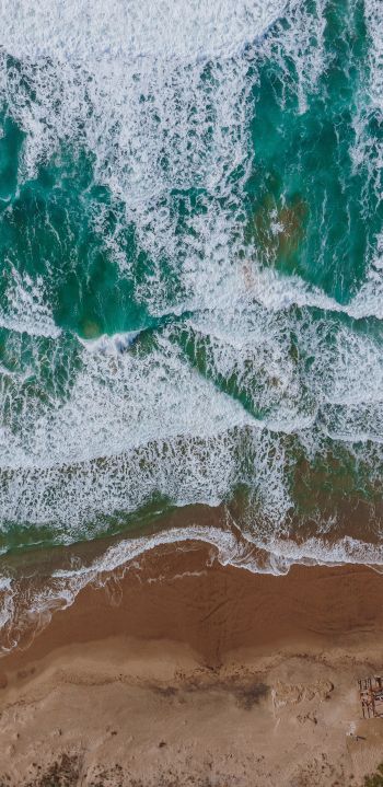 beach, sea foam, surf Wallpaper 1440x2960