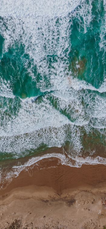 beach, sea foam, surf Wallpaper 828x1792