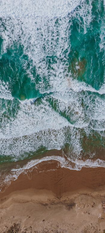 beach, sea foam, surf Wallpaper 1080x2400