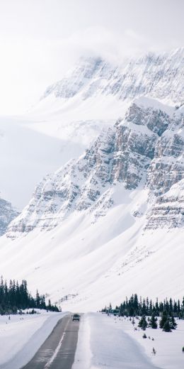 mountains, road, snow Wallpaper 720x1440