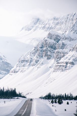 mountains, road, snow Wallpaper 4000x6000